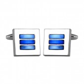 Blue Striped Patterned Cufflinks by Dalaco