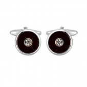 Brown With Clear Crystal Cufflinks by Dalaco