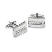 Clear Crystal Stripe Cufflinks by Onyx-Art London
