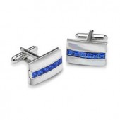 Blue Crystal Stripe Cufflinks by Onyx-Art London