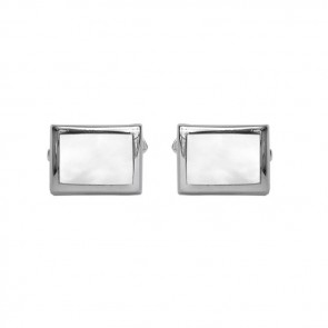 Sterling Silver Rectangular Mother Of Pearl Cufflinks by Dalaco