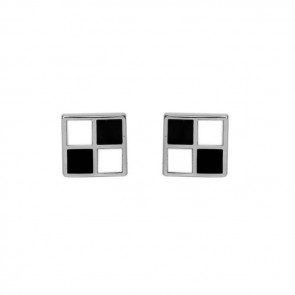 Sterling Silver Black And White Square Cufflinks by Dalaco