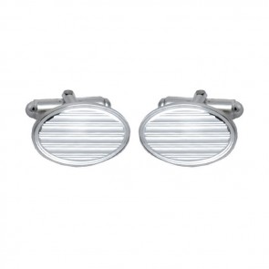 Sterling Silver Oval Striped Cufflinks by Dalaco