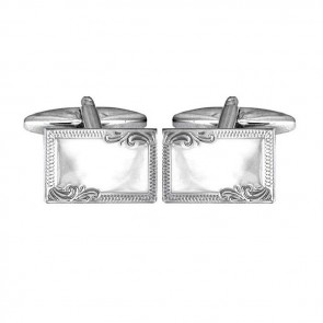 Sterling Silver Rectangular Venetian Border Cufflinks by Dalaco