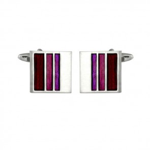 Purple Enamel Striped Cufflinks by Dalaco