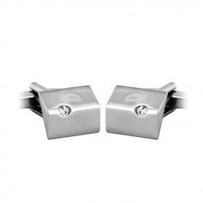 Triangular Prism Clear Crystal Cufflinks by Dalaco