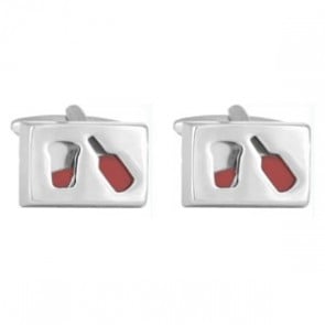 Red Wine Bottle And Glass Cufflinks by Dalaco