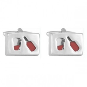 Red Wine Bottle And Glass Cufflinks by Dalaco
