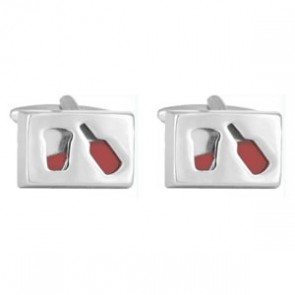 Red Wine Bottle And Glass Cufflinks by Dalaco