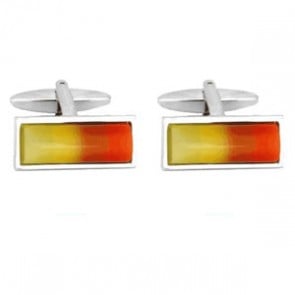 Rectangular Yellow And Red Cufflinks by Dalaco