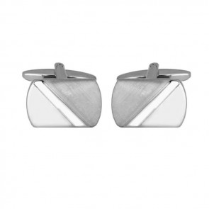Diagonal Line Brushed And Smooth Effect Cufflinks by Dalaco