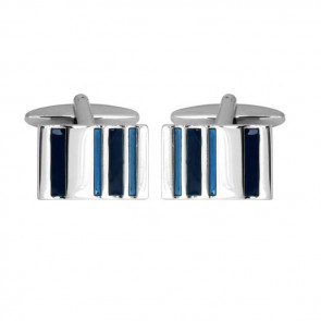 Blue Enamel Stripe Barcode Cufflinks by Dalaco