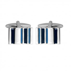 Blue Enamel Stripe Barcode Cufflinks by Dalaco