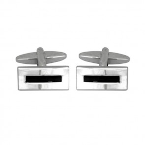 Black Enamel Centre Cufflinks by Dalaco