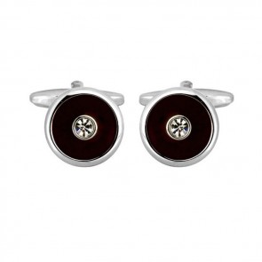 Brown With Clear Crystal Cufflinks by Dalaco