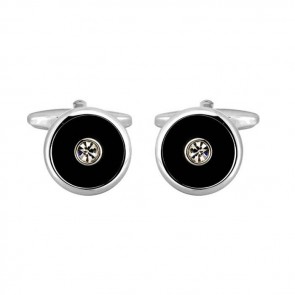 Black With Clear Crystal Cufflinks by Dalaco