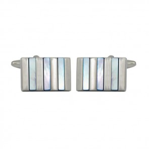 Light Blue Enamel Stripe Cufflinks by Dalaco