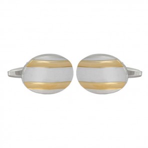 Oval Curved Gold Lines C Cufflinks by Dalaco