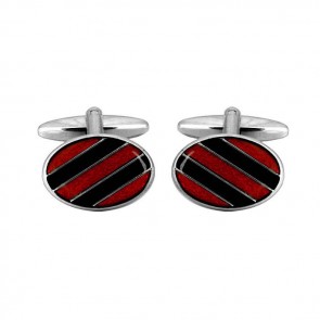 Red And Black Striped Cufflinks by Dalaco