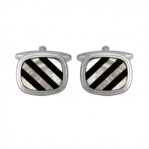 Rounded Square Stone Striped Cufflinks by Dalaco