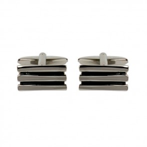 Black Lined And Ribbed Cufflinks by Dalaco