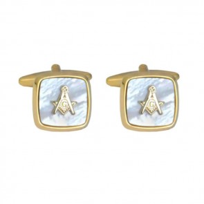 MOP Embossed Masonic G Cufflinks by Dalaco