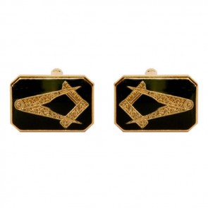 Octagonal Black Masonic Cufflinks by Dalaco