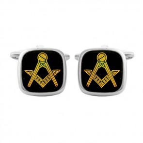 Square Onyx Masonic Bordered Cufflinks by Dalaco