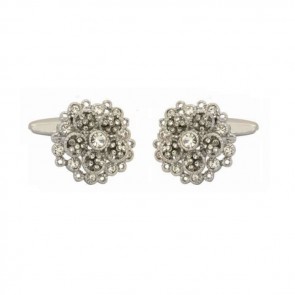 Crystals 2 Layer Flower Cufflinks by Dalaco