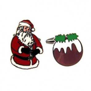 Father Christmas And Christmas Pudding Cufflinks by Mag Mouch Sophos