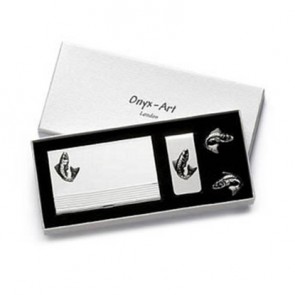 Fish Shaped Cufflinks Box Set by Onyx-Art London