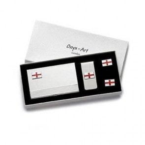 English Flag Cufflinks Box Set by Onyx-Art London