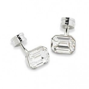 Emerald Cut Clear Crystal Cufflinks by Onyx-Art London