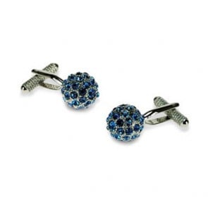 Spherical Blue Crystal Cufflinks by Onyx-Art London