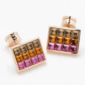 Brown And Red And Pink Crystal Cufflinks by Onyx-Art London