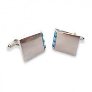 Rectangular Blue Crystal Cufflinks by Onyx-Art London