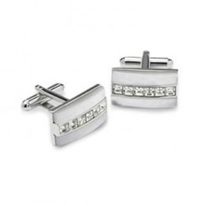 Clear Crystal Stripe Cufflinks by Onyx-Art London