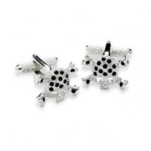 Black Crystal Studded Skull Cufflinks by Onyx-Art London