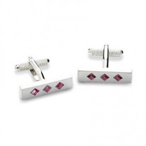 Triple Crystal Pink Cufflinks by Onyx-Art London