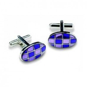 Oval Purple Checked Cufflinks by Onyx-Art London