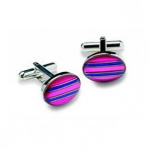 Oval Pink And Purple Striped Cufflinks by Onyx-Art London