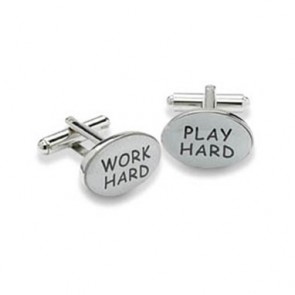 Work Hard And Play Hard Cufflinks by Onyx-Art London