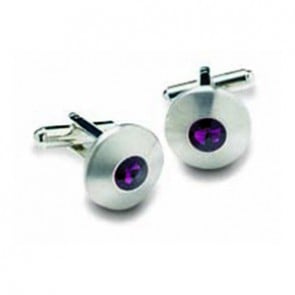 Round Purple Stone Cufflinks by Onyx-Art London