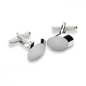 Silver Matt Oval Cufflinks by Onyx-Art London