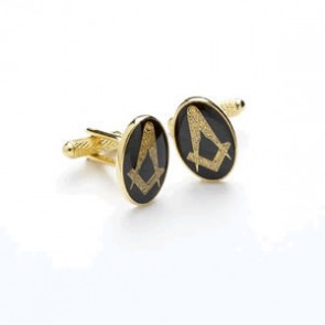 Gold And Black Masonic Cufflinks by Onyx-Art London