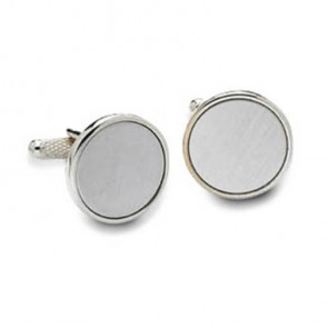 Plain Circular Silver Cufflinks by Onyx-Art London