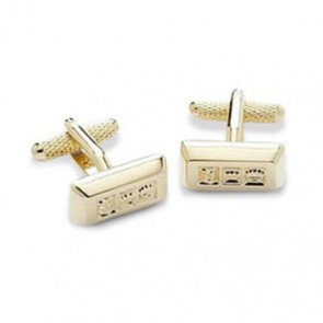 Gold With Symbols Cufflinks by Onyx-Art London