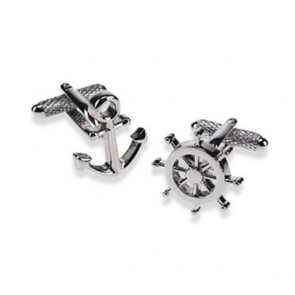 Wheel And Anchor Cufflinks by Onyx-Art London