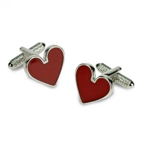 Red Hearts Cufflinks by Onyx-Art London