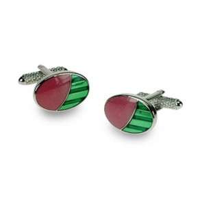 Pink And Green Ovals Cufflinks by Onyx-Art London